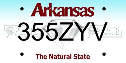 355ZYV Arkansas License Plate