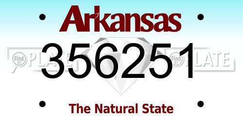 356251 Arkansas License Plate
