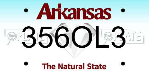 356OL3 Arkansas License Plate