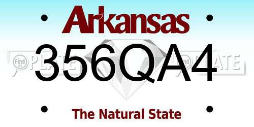 356QA4 Arkansas License Plate