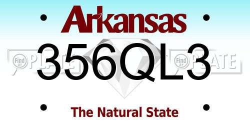356QL3 Arkansas License Plate
