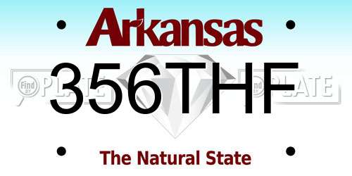356THF Arkansas License Plate
