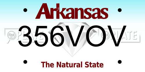 356VOV Arkansas License Plate