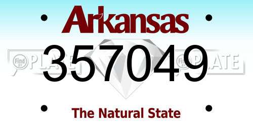 357049 Arkansas License Plate
