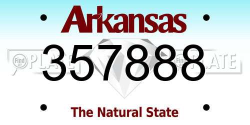 357888 Arkansas License Plate