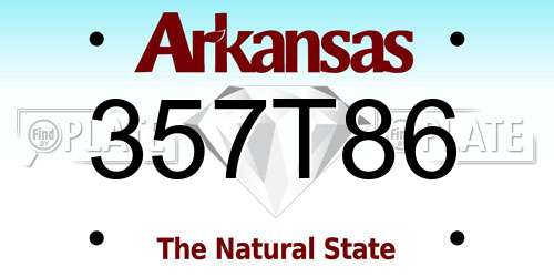 357T86 Arkansas License Plate