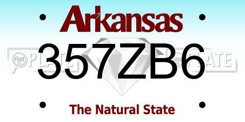 357ZB6 Arkansas License Plate