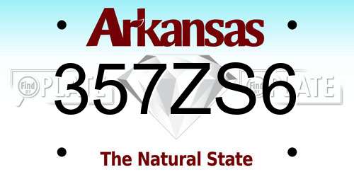 357ZS6 Arkansas License Plate