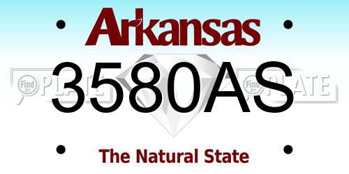 3580AS Arkansas License Plate