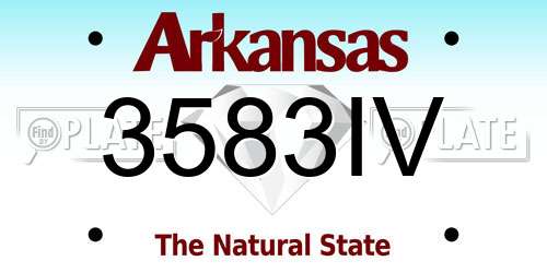 3583IV Arkansas License Plate