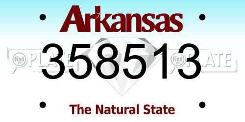 358513 Arkansas License Plate
