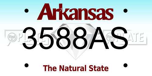 3588AS Arkansas License Plate