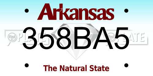 358BA5 Arkansas License Plate