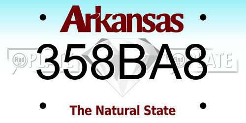 358BA8 Arkansas License Plate
