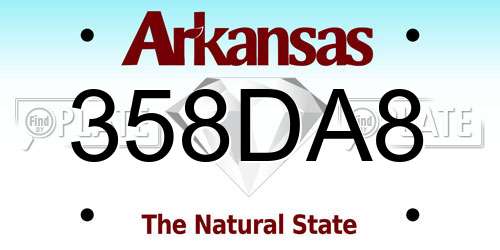 358DA8 Arkansas License Plate