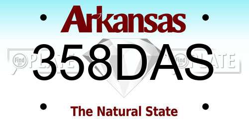 358DAS Arkansas License Plate
