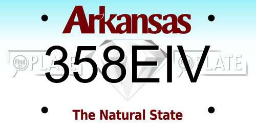 358EIV Arkansas License Plate