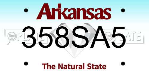 358SA5 Arkansas License Plate