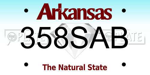 358SAB Arkansas License Plate