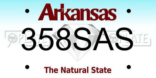 358SAS Arkansas License Plate