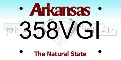 358VGI Arkansas License Plate