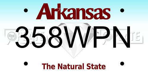 358WPN Arkansas License Plate