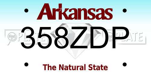 358ZDP Arkansas License Plate