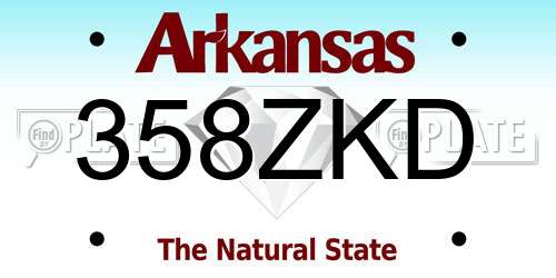 358ZKD Arkansas License Plate