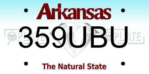 359UBU Arkansas License Plate