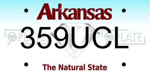 359UCL Arkansas License Plate