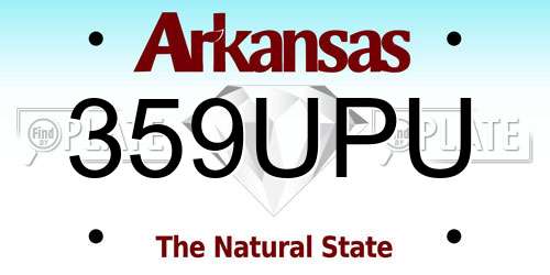 359UPU Arkansas License Plate