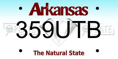 359UTB Arkansas License Plate