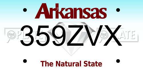 359ZVX Arkansas License Plate