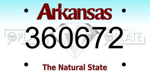 360672 Arkansas License Plate