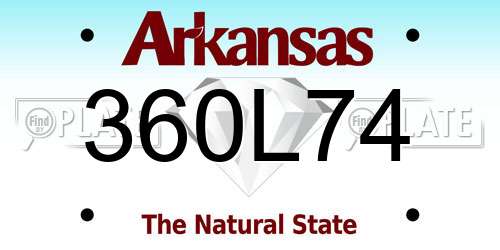 360L74 Arkansas License Plate
