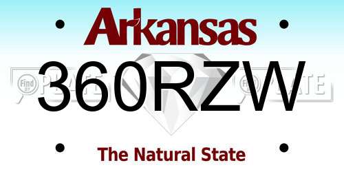 360RZW Arkansas License Plate