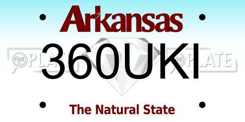 360UKI Arkansas License Plate