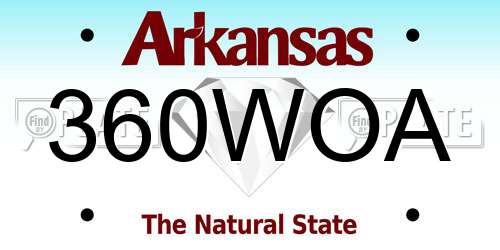 360WOA Arkansas License Plate