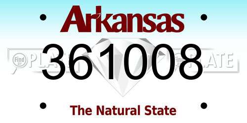 361008 Arkansas License Plate