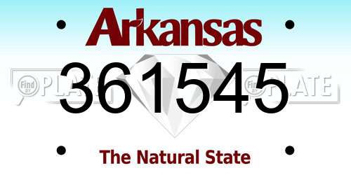 361545 Arkansas License Plate