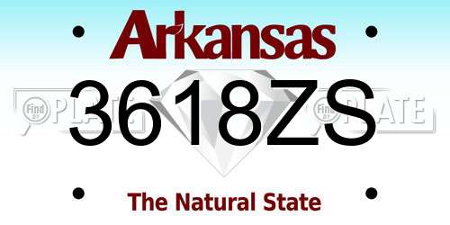 3618ZS Arkansas License Plate