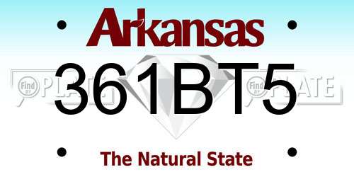 361BT5 Arkansas License Plate