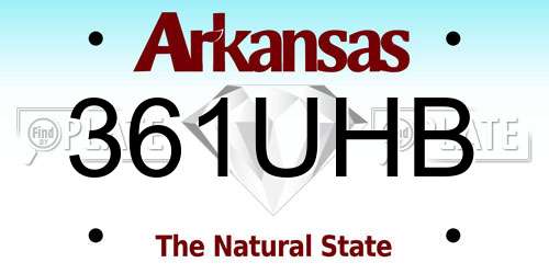 361UHB Arkansas License Plate