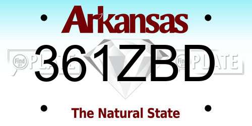 361ZBD Arkansas License Plate