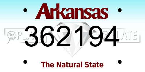 362194 Arkansas License Plate