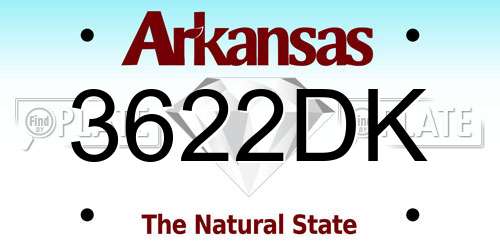 3622DK Arkansas License Plate