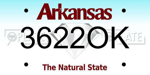 3622OK Arkansas License Plate