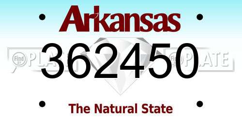 362450 Arkansas License Plate