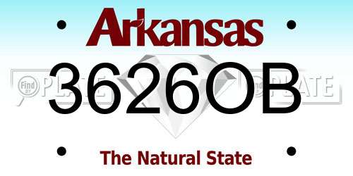 3626OB Arkansas License Plate