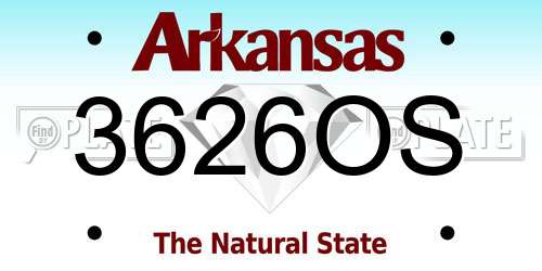 3626OS Arkansas License Plate